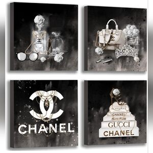 Designer Inspired 4pc Wall Art 4pc. Set 10x10 NWT Black/Gold